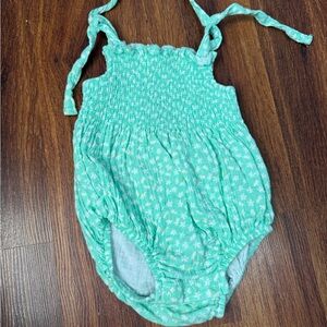 Green Floral Baby Romper